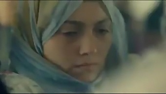 Arab woman in hijab in the bus