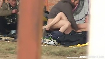 Real Homemade Threesome With Amateur Babe And Big Cock Outdoor Setting
