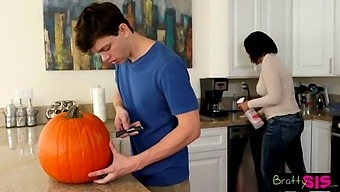 Teen Girl Rides Stepbrother'S Pumpkin In Doggy Style