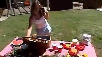 Teenage Girl April Pleasures Herself In Outdoor Solo Scene