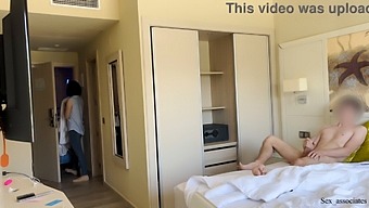 Hotel Maid'S Jerk Off Session With Exhibitionist'S Dick In Public