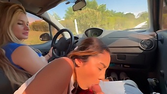 Two Babes Pleasure Me In Their Car And Share My Load