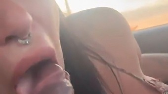 Melissa Lisboa'S Driving Skills Are Put To The Test As She Gives A Blowjob And Milks While Driving.