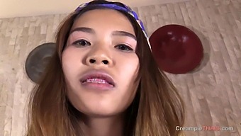 Asian Teen With Braces Receives A Creamy Finish In Pattaya